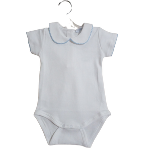 Boys Onesie White w/Blue Piping