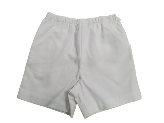 White Twill Elastic Waist Shorts