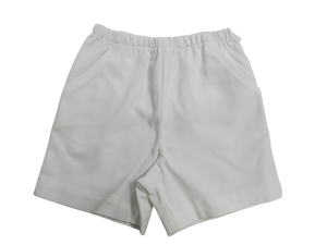 White Twill Elastic Waist Shorts