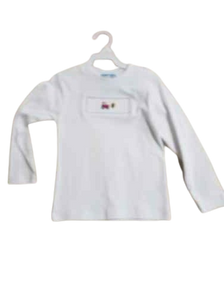 Boys White L/S Tee w/Tractor