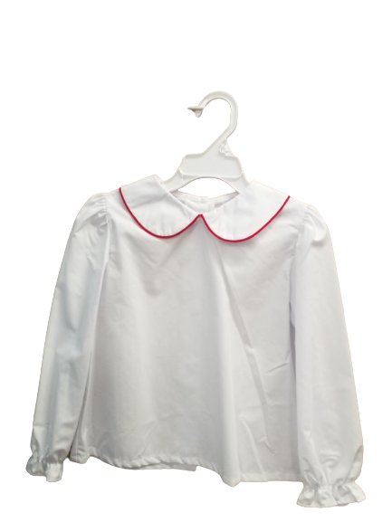 Peter Pan White Collar L/S Shirt Red Piping