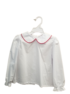 Peter Pan White Collar L/S Shirt Red Piping