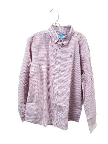 Long Sleeve Oxford Window Pane Red