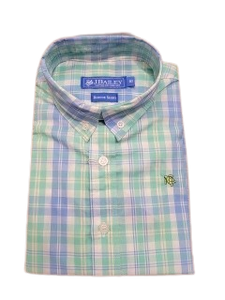 Boys Short Sleeve Oxford Blue Plaid