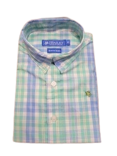 Boys Short Sleeve Oxford Blue Plaid