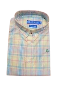 Boys Short Sleeve Oxford Yellow Plaid