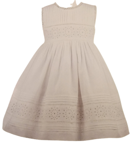 White Eyelet Pintucks Dress
