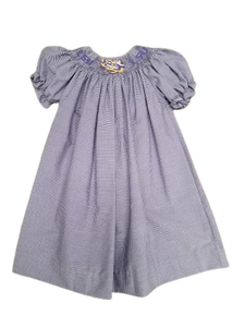 LSU Purple Gingham Bishop Dress