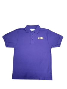 LSU Boys Purple Knit Polo