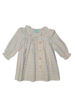 Multi Pastel Plaid Side Button Dress