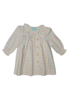 Multi Pastel Plaid Side Button Dress