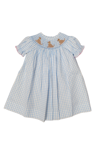 Puppy Smocked Bishop Dress