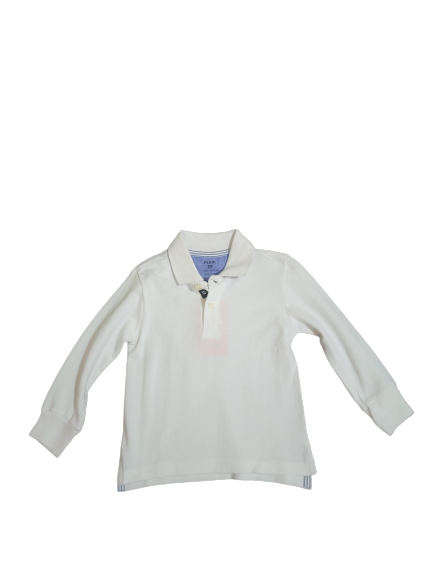 Solid Polo Shirt Long Sleeve - White