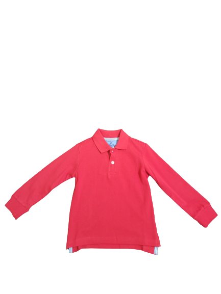Solid Polo Shirt Long Sleeve - Red