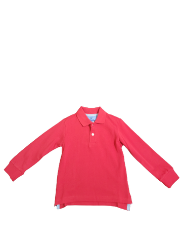Solid Polo Shirt Long Sleeve - Red
