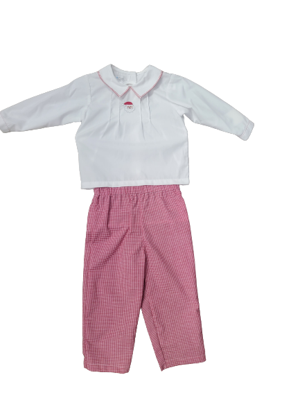 Shirt and Pants Set Red & White Santa