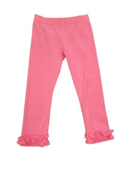 SOLID CANDY PINK KNIT GIRLS RUFFLE PANTS