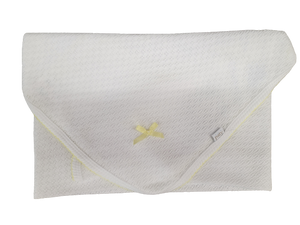 Paty Receiving Blanket w/Bow - White w/Yellow Trim