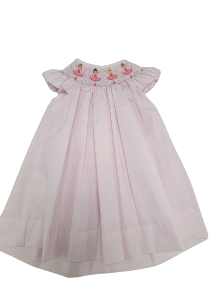 Ballerinas Smocked Pink Polka Dots Girls Angel