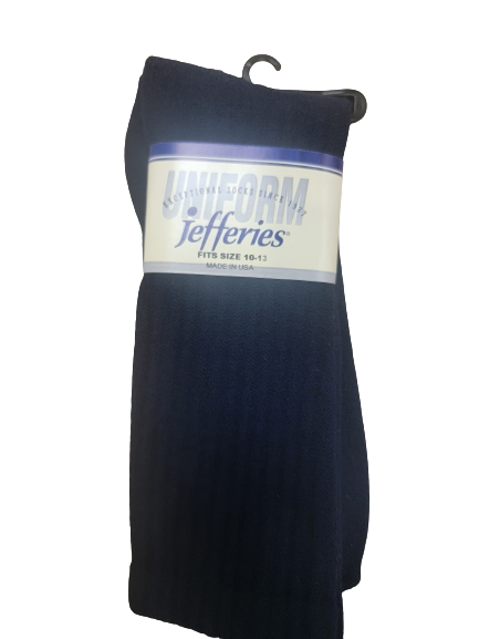 Jefferies Socks Pima Cotton Lined Over the Calf Socks - Navy
