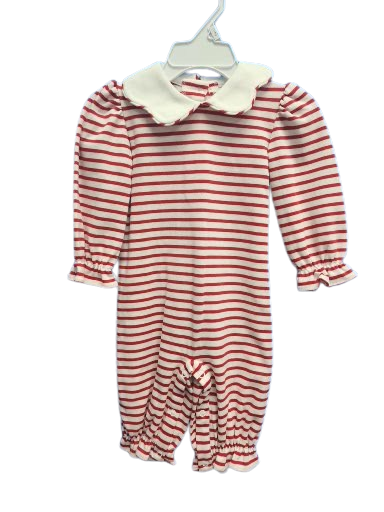 Red Stripe Girls Romper