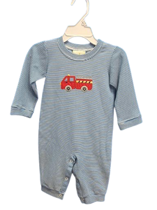 Romper, Periwinkle, Firetruck