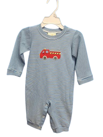 Romper, Periwinkle, Firetruck
