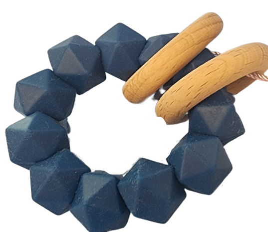 Teething Ring, Blue Rattle