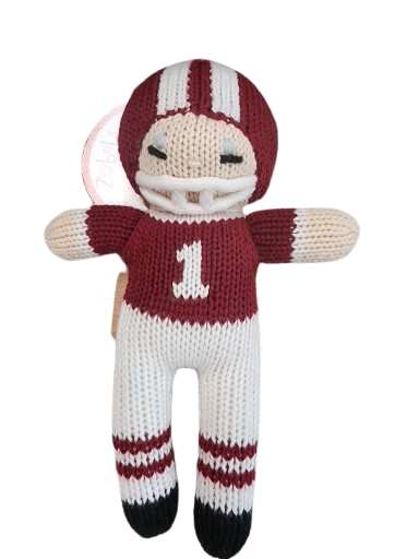 Knit Football Player Maroon and White