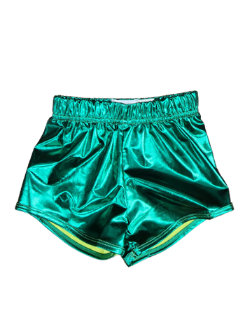 Dark Green Metallic Shorts