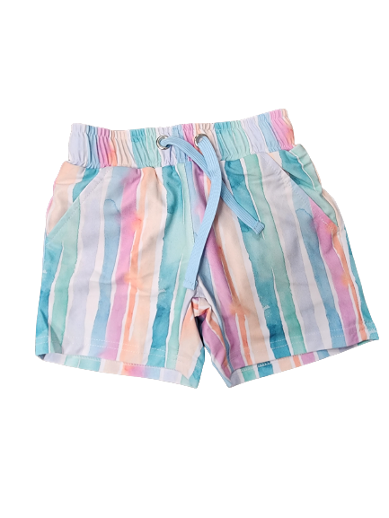 Boy Swim Shorts in Watercolor Stripe