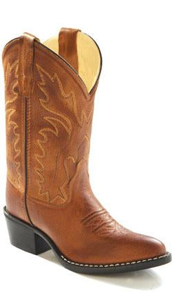 Old West Tan Canyon Childrens Boys Leather J Toe Cowboy Western Boots