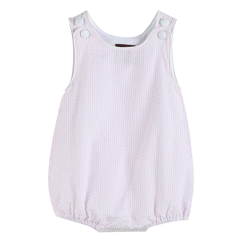 Pink Seersucker Basic Bubble Romper