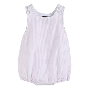 Pink Seersucker Basic Bubble Romper