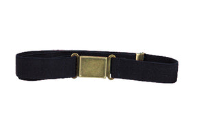 Adjustable Polyester Stretch Belt Black With Iron Brush Finished Metal Magnetic Buckle