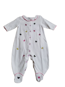 White w/Pink Butterfly Footed Playsuit