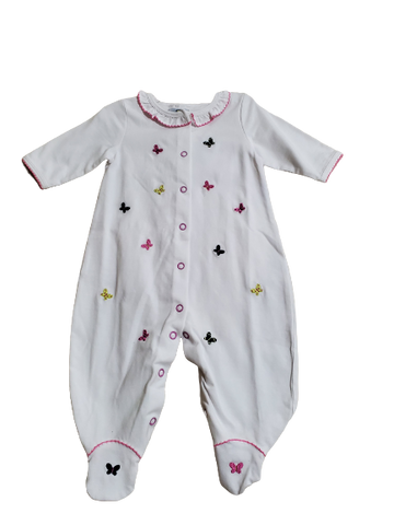 White w/Pink Butterfly Footed Playsuit