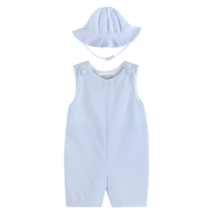 Light Blue Seersucker Romper and Sunhat