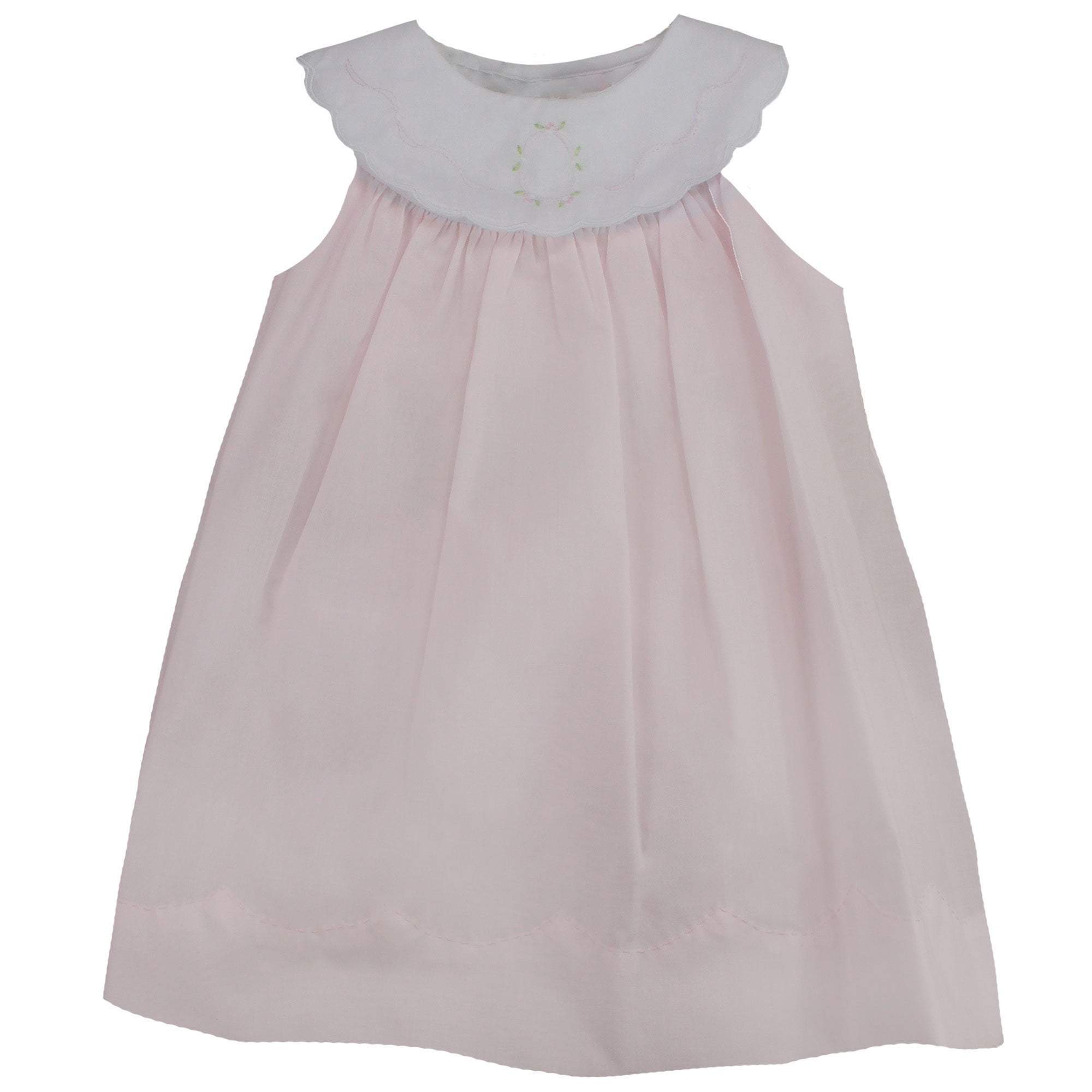 Sundress with Shadow Stitch Collar Pink