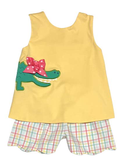 Alligator Applique Scalloped Short Set
