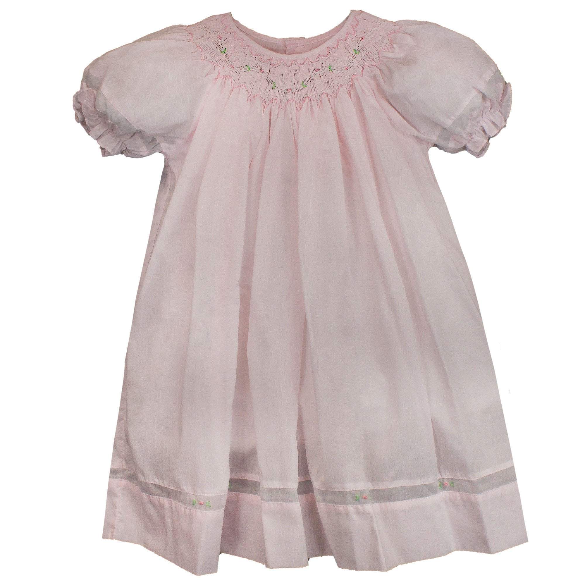 Smocked Daygown with Viole Insert Pink