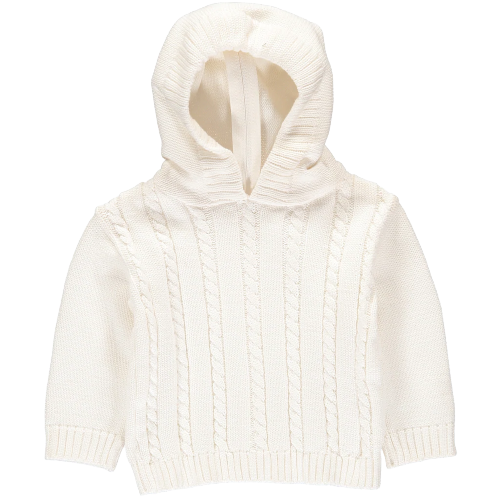 Hooded Zip Back Sweater, Cream