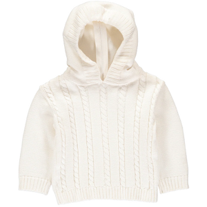 Hooded Zip Back Sweater, Cream