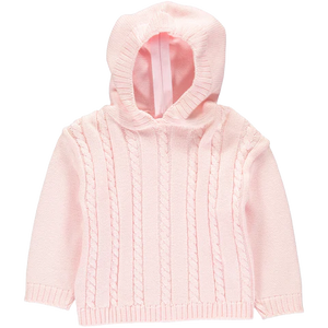 Hooded Zip Back Sweater, Pink
