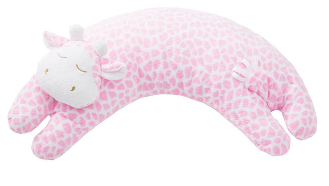 Curved Pillow, Pink Giraffe