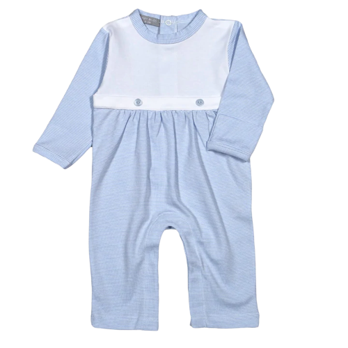 Blue Stripes Pima Bib Footie