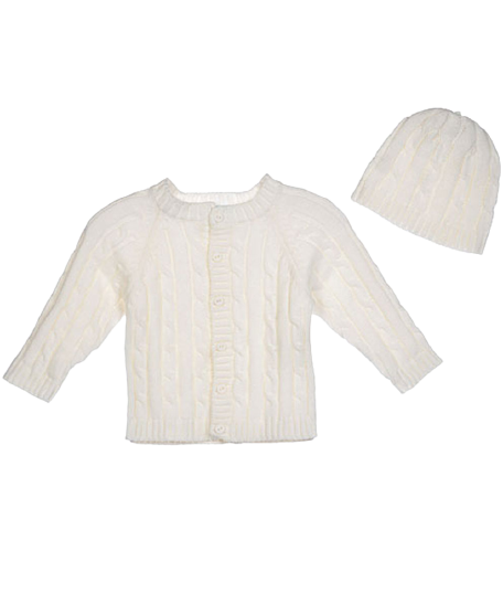 WHITE SWEATER/HAT SET