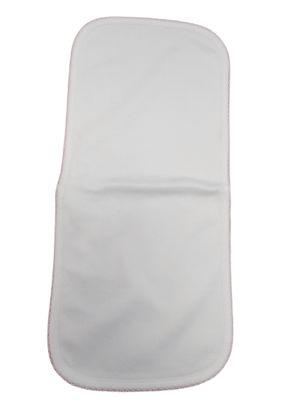 White Pima Burping Pad Pink Trim