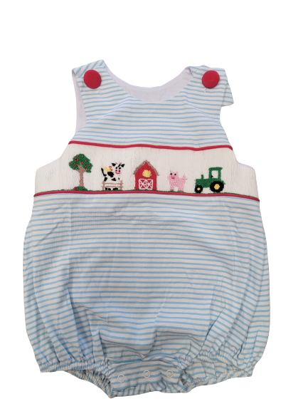 Farm Life Smocked Boys Bubble
