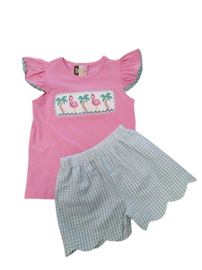 Flamingo Smocked A/S Short Set